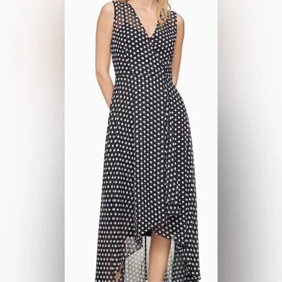 NWT Calvin Klein | Chiffon Faux Wrap Snake Print Hi-Lo Maxi Dress | Size 10 - Picture 11 of 11